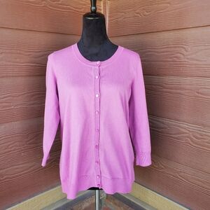 Talbots Pima Cotton Purple Button Down Cardigan Sweater Top Size 8/10 EUC NWOT